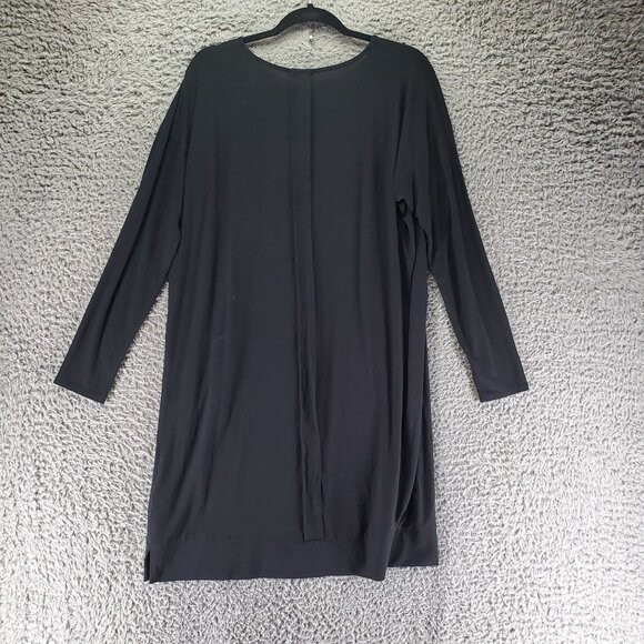 Eileen Fisher Dress Womens Large Black Long Sleeve Relaxed Fit Viscose Stretchy - Picture 8 of 9
